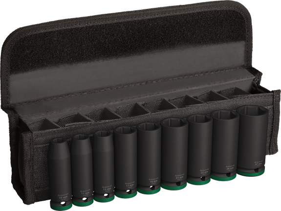 Jogo de soquetes de impacto Bosch PRO com 1/2 polegada de profundidade, 9 peças.